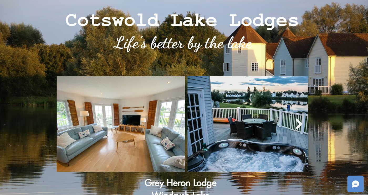 Cotswold Lake Lodges' old website, a generic builder template